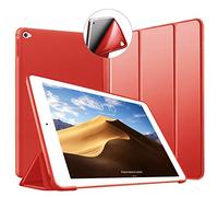 Coque iPad Air 2, VAGHVEO iPad Air 2 Case Housse Étui de Slim Léger Protection Coque [Veille/Réveil Automatique] TPU Souple Bumper Smart Cover pour Apple 9,7 Pouces iPad Modèle A1566 / A1567 (Rouge)