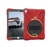 Coque iPad Pro 10.5" 2017 & iPad Air 3 10.5" 2019, Étui Robuste Antichoc, Support Rotatif 360 et Dragonne, Protection Housse pour iPad Pro 10.5" 2017 & iPad Air 3 10.5" 2019 (Rouge)