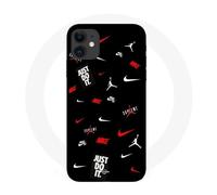 Coque Iphone 11 Nike Jordan Blanc Rouge Fond Noir