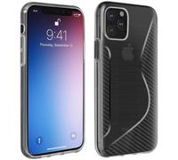 Coque iPhone 11 Pro Max S Line Effet Brossé Carbone Silicone Souple Transparent