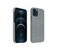 Coque iPhone 12 / 12 Pro Rigide Finition Tissu Anti-traces Lavable Gris clair