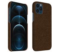 Coque iPhone 12 / 12 Pro Rigide Finition Tissu Anti-traces Lavable Marron foncé