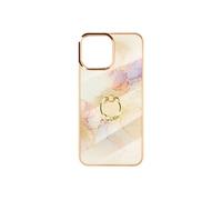 Coque iPhone 12 et 12 Pro Bi-matière Bague de maintien Motif marbre Rose gold