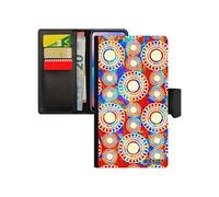 Coque iPhone 12 mini à rabat portefeuille Motif floral impression ethnique peinture multicolore fleur Bleu Femme 64 Go noir de