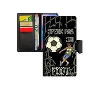 Coque iPhone 12 mini portefeuille humour j'peux pas j'ai foot sport 64 Go drole leather humoristique Noir texte antichoc bd de