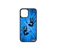 Coque iPhone 12 mini silicone empreinte main housse telephone Bleu case aluminium explosion homme deux peinture made in France
