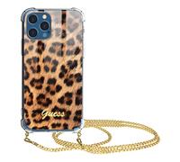 Coque pour iPhone 12 Pro Max avec Chaîne de Cou Motif Léopard Orange