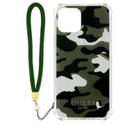Coque iPhone 12 Pro Max avec Dragonne Motif Camouflage Guess vert
