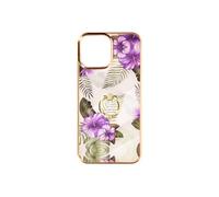 Coque iPhone 12 Pro Max Bi-matière avec Bague de Maintien Motif Fleurs Violet