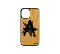 Coque iPhone 12 pro max bois silicone anarchie case Homme Gris symbole rock noir graff bumper logo signe personnalisé punk de