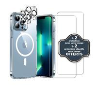 Coque Iphone 13 Pro Max Antichoc Compatible Magsafe + 2 Protections Écran Et 2 Protections Objectif Caméra