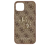 Coque iPhone 13 Pro Max Bi-matière Motif 4G avec Logo Guess marron