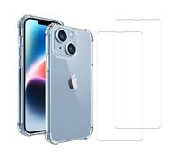 EVETANE Coque iPhone 14 Antichoc Silicone bords renforcés + 2 Vitres en verre trempé Protection écran