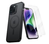 Coque iPhone 14 - Magnétique (Compatible MagSafe) Semi-transparente Mat Ultra-mince pour Homme et Femme - Noir