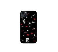 Coque Iphone 14 nike jordan blanc rouge fond noir