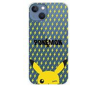Coque iPhone 14 Plus Officiel Pokemon, Pikachu Fond Rayons pour protéger votre téléphone portable Coque en silicone souple avec licence officielle Pokémon