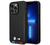 Coque IPhone 14 Pro Max BMW En Cuir Synthétique Tricolore Noir Logo