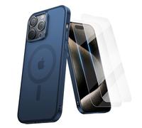 Coque iPhone 14 Pro Max - Magnétique (Compatible MagSafe) Semi-transparente Mat Ultra-mince pour Homme et Femme - bleu