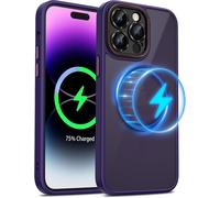 Coque Iphone 14 Pro Max ¿ Magsafe À Aimants Renforcés, Protection Double Caméra En Alliage, Bumper Anti-Chocs Niveau Militaire, Toucher Soyeux Antidérapant, Compatible Recharge Sans Fil (Violet Foncé)