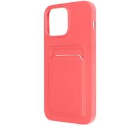 Coque iPhone 14 Pro Max Silicone Souple Porte-carte corail