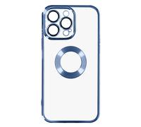 Coque iPhone 14 Pro Silicone Bloc Caméra Couvert Contour Chromé Bleu