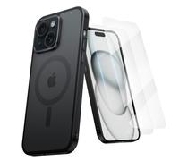 Coque iPhone 15 - Magnétique (Compatible MagSafe) Semi-transparente Mat Ultra-mince pour Homme et Femme - Noir