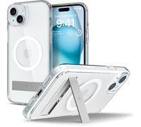 Spigen Coque Ultra Hybrid S MagFit pour iPhone 15 Plus, Dos PC, Bumper TPU, Béquille, Transparent