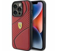 Coque iPhone 15 Pro avec logo Ferrari en métal rouge