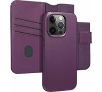 coque iPhone 15 Pro - Cuir véritable - Accezz flip-up, coque 2 en 1 - Violet