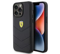 Ferrari Housse iPhone 15 Pro Max – Matelassée, logo en métal – Noir
