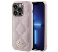 Coque iPhone 15 Pro Max - Guess - Quilted Metal Logo - Rose - Rigide - Vintage