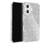 Coque Paillette pour iPhone 16 Hybride Design Glamour Argent