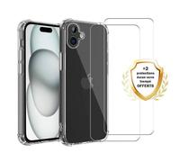 Coque Iphone 16 Plus Antichoc Silicone + 2 Vitres En Verre Trempe Protection Ecran Evetane