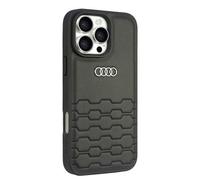 Coque IPhone 16 Pro Audi En Cuir Synthétique Noir Logo Métallique