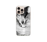 Coque Iphone 16 Pro Max Le Loup Et La Louve Animal Noir Et Blonc
