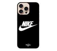 Coque Iphone 16 Pro - Nike - Logo Blanc - Souple - Noir - Protection Quotidienne