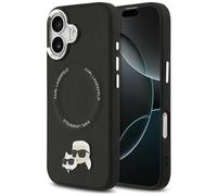 Coque IPHONE 17 Karl Lagerfeld Magsafe Simili Cuir Métal Broche Noir