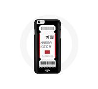 Coque Iphone 7 Plus design carte embarquement Marrakech dromadaire soleil quad noir blanc rouge billet avion