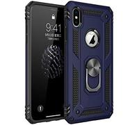 Coque Iphone X/Iphone Xs, Support De Bague En Métal, Pivots De Rotation À 360 ° & 180 °. Étui De Protection Slim Soft Tpu + Pc, Compatible Avec Support De Voiture Magnétique - Bleu