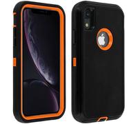 Avizar Coque iPhone XR Rigide multi-couches antichocs Ultra-résistante Noir/Orange