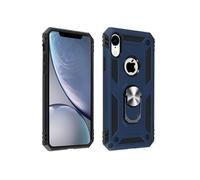 Coque iPhone XR Bi matière Rigide Souple Bague Support Vidéo bleu nuit