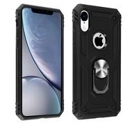 Coque iPhone XR Bi matière Rigide Souple Bague Support Vidéo Noir