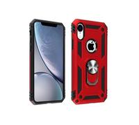 Coque iPhone XR Bi matière Rigide Souple Bague Support Vidéo rouge
