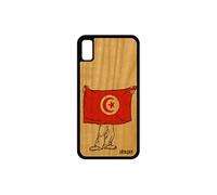 Coque iPhone XR bois naturel silicone drapeau tunisie tunisien coupe du monde dessin 4G portable telephone jo