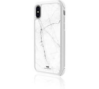 Coque iPhone XS 1370TMC47 White Diamonds TPU noir et verre marbré résistant