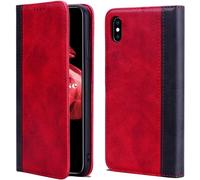 Coque Iphone Xs Max, Housse Etui En Cuir Pu Premium Portefeuille De Protection [Béquille][Fentes Pour Cartes][Magnétique] Pour Apple Iphone Xs Max 6,5"" (Rouge)