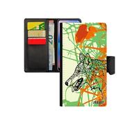 Coque iPhone XS Max simili cuir portefeuille loup animaux garcon nature feuilles 256 Go Orange ethnique fleur husky alpha noir