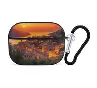 Coque italienne pour AirPod Pro, coque rigide anti-rayures en polycarbonate avec porte-clés, accessoires pour AirPod Pro 2e/1ère coque pour homme et femme, style noir