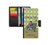 Coque j'peux pas j'ai console Samsung A31 simili cuir portefeuille pochette je mobile case gamer geek jpeux comique vert bd galaxy