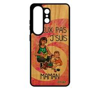 Coque j'peux Pas j'suis Maman S26 Ultra Bois Silicone de Protection Texte Mere Naissance Garcon Motif Parent Noir Je pour Samsung Galaxy